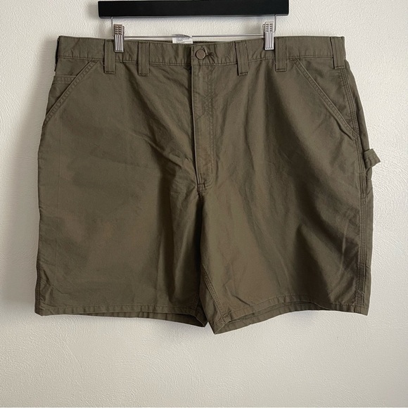 NWT Men's 44 waist new Carhartt shorts with cell phone pocket brown color - Picture 2 of 8